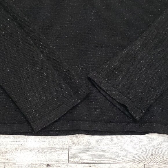 NY&CO Silk Blend Sweater Top Black Metallic Shimmer Quiet Luxury Capsule Women M - Picture 4 of 11